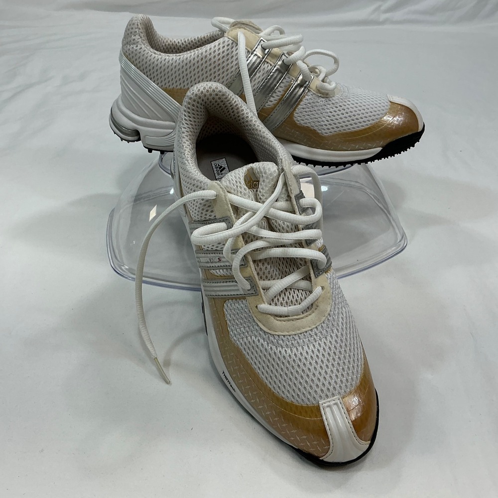 Adidas Traxion Lite Golf Shoes White Tan Silver Womens Size 8 - Picture 5 of 13